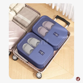 Organizador de sapatos de viagem impermeável da UniEscolhas, com design elegante em tecido Oxford premium, ideal para proteger calçados dentro da mala.