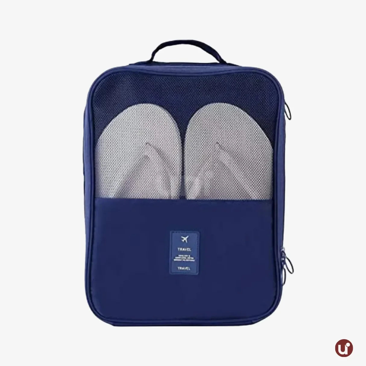 Organizador de sapatos de viagem impermeável da UniEscolhas, com design elegante em tecido Oxford premium, ideal para proteger calçados dentro da mala.