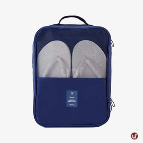 Organizador de sapatos de viagem impermeável da UniEscolhas, com design elegante em tecido Oxford premium, ideal para proteger calçados dentro da mala.
