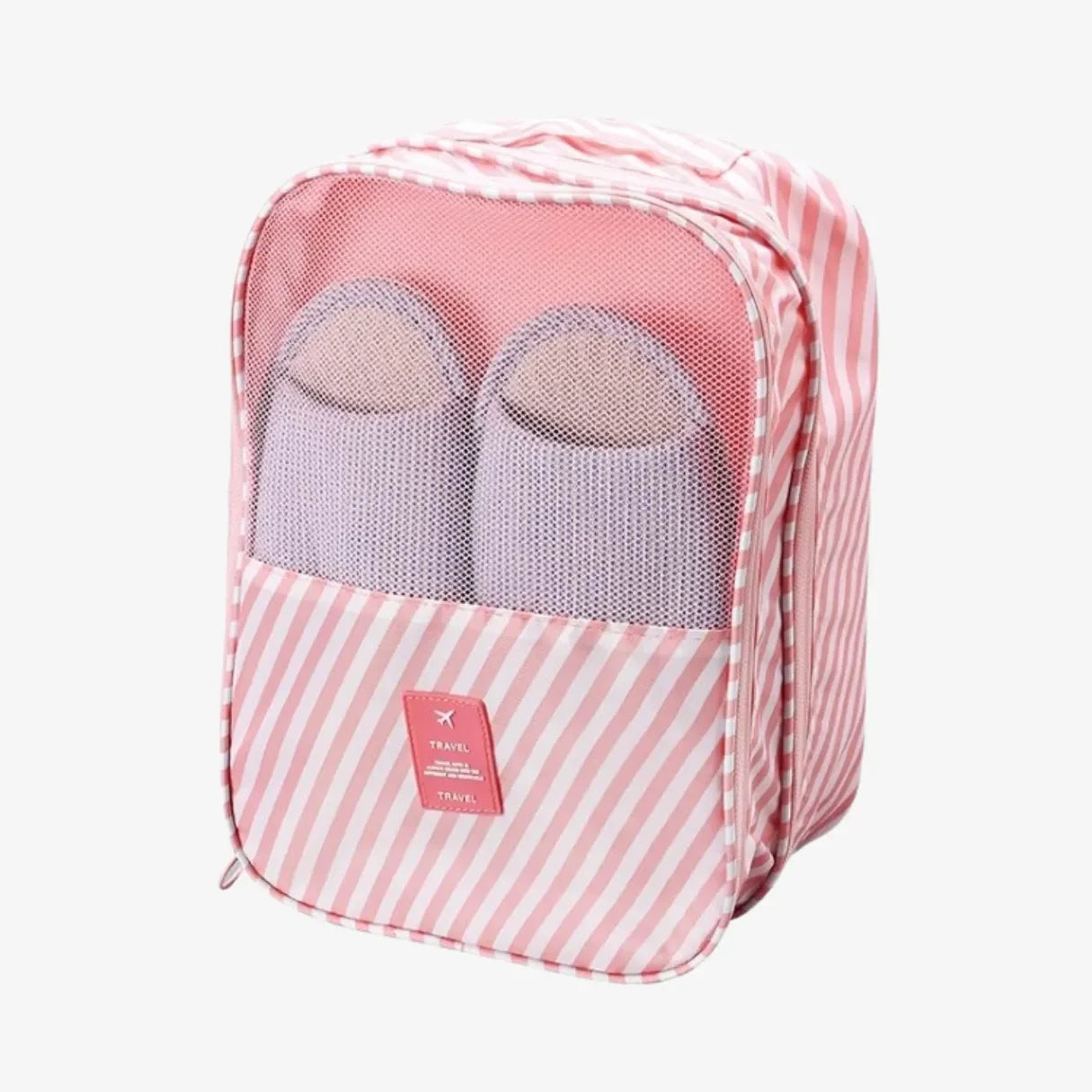 Organizador de sapatos de viagem impermeável da UniEscolhas, com design elegante em tecido Oxford premium, ideal para proteger calçados dentro da mala.